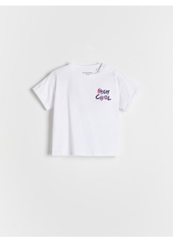 Reserved - T-shirt z wypukłym nadrukiem - biały ze sklepu Reserved w kategorii Bluzki dziewczęce - zdjęcie 186008136
