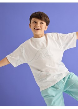 Reserved - Bawełniany t-shirt - złamana biel ze sklepu Reserved w kategorii T-shirty chłopięce - zdjęcie 186008929