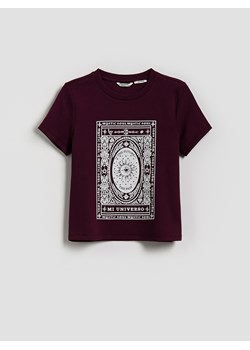 Reserved - Bawełniany t-shirt z nadrukiem - bordowy ze sklepu Reserved w kategorii T-shirty chłopięce - zdjęcie 186009527