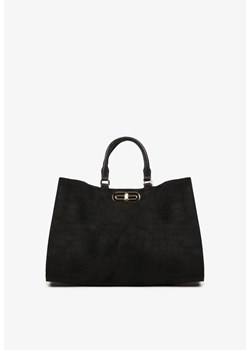 Czarna Torebka Typu Shopper z Imitacji Zamszu z Rączkami i Paskiem Crossbody Temige ze sklepu renee.pl w kategorii Torby Shopper bag - zdjęcie 186014697