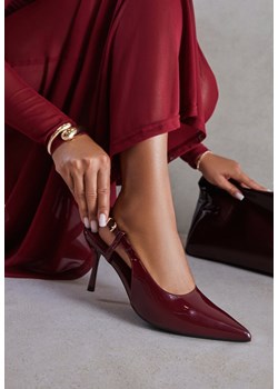 Bordowe Sandały Lakierowane Vices na Szpilce Slingback Raleira ze sklepu renee.pl w kategorii Czółenka - zdjęcie 186014705