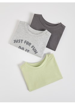 Reserved - Bawełniany longsleeve 3 pack - jasnoszary ze sklepu Reserved w kategorii T-shirty chłopięce - zdjęcie 186024019
