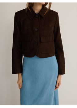 Reserved - Kurtka z imitacji zamszu - ciemnobrązowy - id: 391FM-89X - marki Reserved - 186024917 Reserved - Kurtka z imitacji zamszu - ciemnobrązowy ze sklepu Reserved w kategorii Kurtki damskie - zdjęcie 186024917