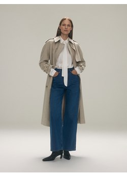 Reserved - Dwurzędowy płaszcz z dodatkiem wełny - beżowy ze sklepu Reserved w kategorii Płaszcze damskie - zdjęcie 186025397