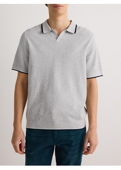 Reserved - Bawełniany sweter polo - jasnoszary ze sklepu Reserved w kategorii T-shirty męskie - zdjęcie 186026879