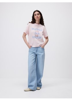 Reserved - T-shirt z haftem - pastelowy róż ze sklepu Reserved w kategorii Bluzki damskie - zdjęcie 186026996