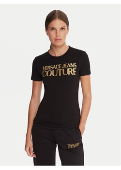 Versace Jeans Couture T-Shirt 79HAHT02 CJ03T Czarny Regular Fit ze sklepu MODIVO w kategorii Bluzki damskie - zdjęcie 186028536