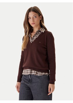 Tommy Jeans Sweter Essential DW0DW19888 Brązowy Regular Fit ze sklepu MODIVO w kategorii Swetry damskie - zdjęcie 186029086
