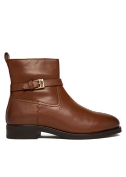 Tommy Hilfiger Botki Th Buckle Riding Leather Bootie FW0FW08781 Brązowy ze sklepu MODIVO w kategorii Botki - zdjęcie 186029279