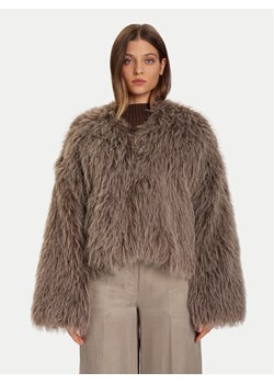 Eleh Futro Grigio Fango EFW250306 Brązowy Regular Fit ze sklepu MODIVO w kategorii Futra damskie - zdjęcie 186029337