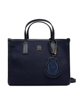 Tommy Hilfiger Torebka Th City Small Tote Melton AW0AW17852 Granatowy ze sklepu MODIVO w kategorii Kuferki - zdjęcie 186030625