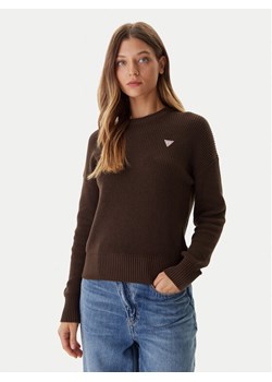 Guess Jeans Sweter W4BR08 Z3HM1 Brązowy Regular Fit ze sklepu MODIVO w kategorii Swetry damskie - zdjęcie 186031256