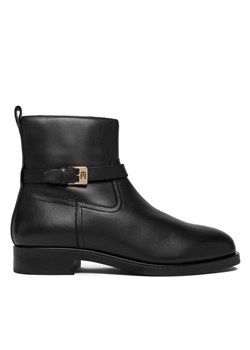 Tommy Hilfiger Botki Th Buckle Riding Leather Bootie FW0FW08781 Czarny ze sklepu MODIVO w kategorii Botki - zdjęcie 186032617