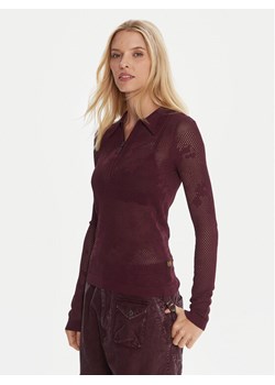 G-Star Raw Bluzka Pointelle D26657-B754 Bordowy Slim Fit ze sklepu MODIVO w kategorii Bluzki damskie - zdjęcie 186032896