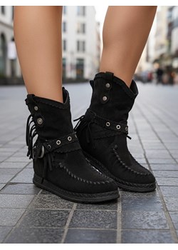 Royalfashion Czarne damskie botki z ukrytym koturnem Dibisa ze sklepu royalfashion.pl w kategorii Botki - zdjęcie 186056786