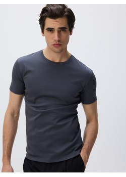 Reserved - T-shirt slim z bawełny pima - ciemnoszary ze sklepu Reserved w kategorii T-shirty męskie - zdjęcie 186068305