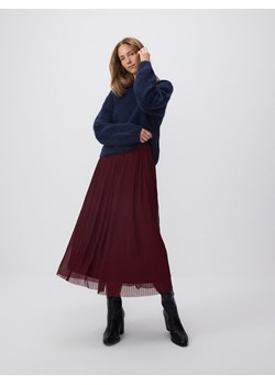 Reserved - Plisowana spódnica z paskiem - bordowy ze sklepu Reserved w kategorii Spódnice - zdjęcie 186070235