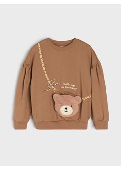Sinsay - Bluza crewneck z elementami 3D - brązowy ze sklepu Sinsay w kategorii Bluzy dziewczęce - zdjęcie 186081826