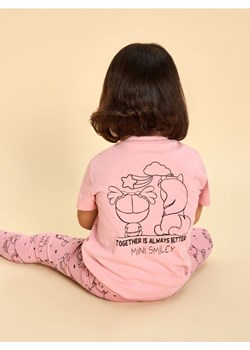 Sinsay - Bawełniana koszulka z nadrukiem Mini Smiley - różowy - id: 335AE-39X - marki Sinsay - 186082548 Sinsay - Bawełniana koszulka z nadrukiem Mini Smiley - różowy ze sklepu Sinsay w kategorii Kaftaniki i bluzki - zdjęcie 186082548