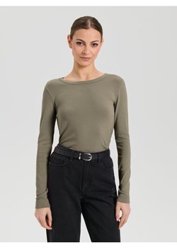 Sinsay - Koszulka z długimi rękawami - khaki ze sklepu Sinsay w kategorii Bluzki damskie - zdjęcie 186082865