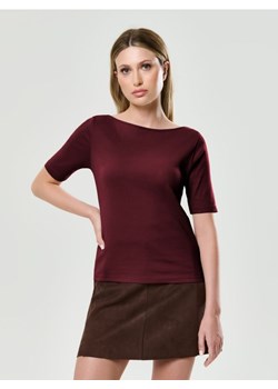 Sinsay - Bawełniana koszulka basic - brązowy ze sklepu Sinsay w kategorii Bluzki damskie - zdjęcie 186083036