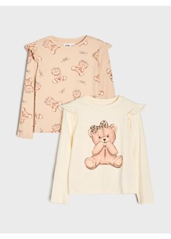 Sinsay - Koszulki z długimi rękawami z motywem misia 2 pack - wielobarwny ze sklepu Sinsay w kategorii Bluzki dziewczęce - zdjęcie 186083075