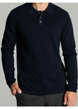 Sinsay - Bawełniany sweter polo - granatowy ze sklepu Sinsay w kategorii T-shirty męskie - zdjęcie 186083639