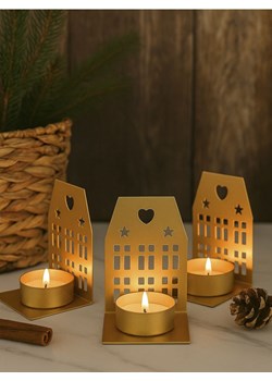 Sinsay - Świeczniki w kształcie kamieniczek 3 pack - złoty ze sklepu Sinsay w kategorii Świeczniki - zdjęcie 186083879