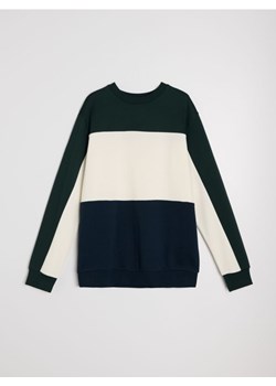 Sinsay - Bluza crewneck color-block - zielony ze sklepu Sinsay w kategorii Bluzy męskie - zdjęcie 186084047