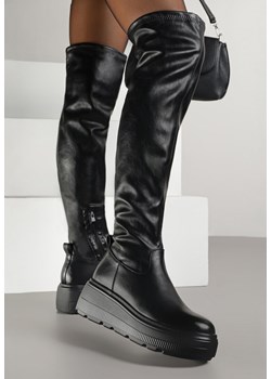 Czarne Kozaki na Grubej Podeszwie w Stylu Cyber Anendria ze sklepu born2be.pl w kategorii Kozaki damskie - zdjęcie 186084439