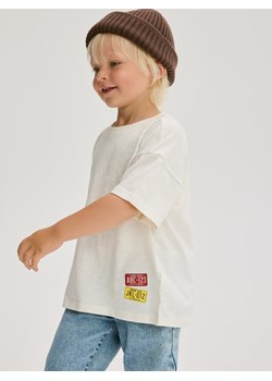 Reserved - Bawełniany t-shirt - złamana biel ze sklepu Reserved w kategorii T-shirty chłopięce - zdjęcie 186088068