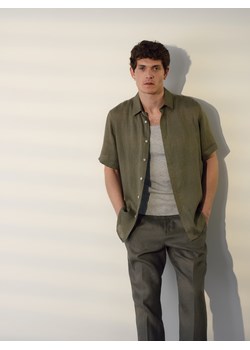Reserved - Lniana koszula slim fit - zielony ze sklepu Reserved w kategorii Koszule męskie - zdjęcie 186088187