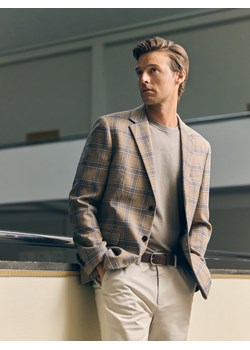 Reserved - Marynarka slim fit w kratę - beżowy ze sklepu Reserved w kategorii Marynarki męskie - zdjęcie 186089975