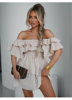edycja limitowana - haftowana sukienka hiszpanka valentina mielczarkowski polski produkt - beżowa ze sklepu STYLOWO w kategorii Sukienki - zdjęcie 186091067