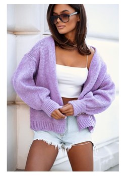 krótki sweter dafne polski producent j&k premium - liliowy ze sklepu STYLOWO w kategorii Swetry damskie - zdjęcie 186091119