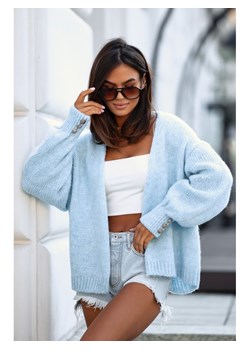 krótki sweter dafne polski producent j&k premium - błękit ze sklepu STYLOWO w kategorii Swetry damskie - zdjęcie 186091126