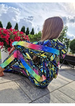 welurowy dziecięcy dres besties multicolor bluza kangurka + spodnie z tęczowym lampasem la perla kids - multi snake ze sklepu STYLOWO w kategorii Komplety dziewczęce - zdjęcie 186091318