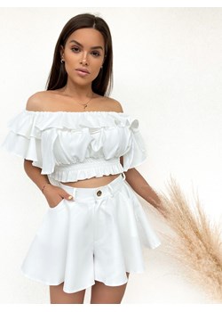 komplet paloma top + spódnico spodenki  mielczarkowski polski produkt - biały ze sklepu STYLOWO w kategorii Komplety i garnitury damskie - zdjęcie 186091325