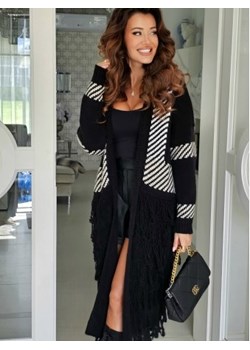 kardigan sweter zozo polski producent j&k premium -  czarny ze sklepu STYLOWO w kategorii Swetry damskie - zdjęcie 186091486