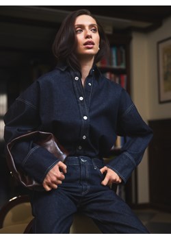 Reserved - Jeansowa koszula oversize - granatowy ze sklepu Reserved w kategorii Koszule damskie - zdjęcie 186093306