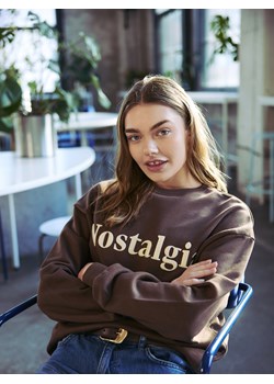 Reserved - Bawełniana bluza z haftem - brązowy ze sklepu Reserved w kategorii Bluzy damskie - zdjęcie 186093399