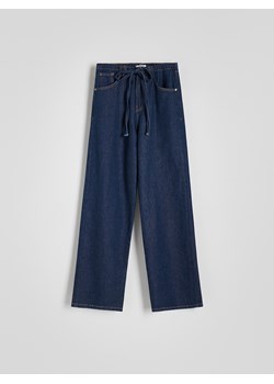 Reserved - Jeansy wide leg z wiązaniem - granatowy ze sklepu Reserved w kategorii Jeansy damskie - zdjęcie 186093519