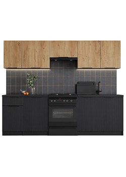 Komplet mebli kuchennych z blatem dąb artisan + czarny  B2-D26 - id: 52663 - marki Elior - 186093636 Komplet mebli kuchennych z blatem dąb artisan + czarny  B2-D26 ze sklepu Edinos.pl w kategorii Meble kuchenne - zdjęcie 186093636