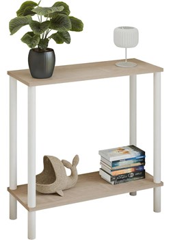 Konsola na metalowym stelażu dąb sonoma + biały  Z2-P87 - id: 52938 - marki Elior - 186094505 Konsola na metalowym stelażu dąb sonoma + biały  Z2-P87 ze sklepu Edinos.pl w kategorii Konsole - zdjęcie 186094505