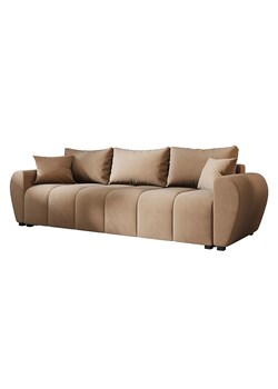 Jasnobrązowa welurowa sofa rozkładana z pojemnikiem B3-M33 - id: 52956 - marki Elior - 186094568 Jasnobrązowa welurowa sofa rozkładana z pojemnikiem B3-M33 ze sklepu Edinos.pl w kategorii Sofy i kanapy - zdjęcie 186094568