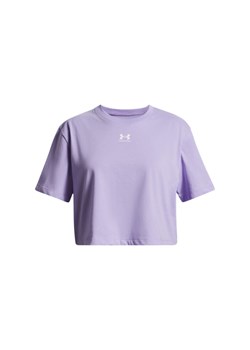 Dziewczęca koszulka oversize Under Armour UA Rival SS - fioletowa ze sklepu Sportstylestory.com w kategorii Bluzki dziewczęce - zdjęcie 186095195