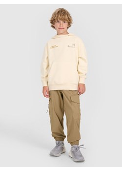 Chłopięce spodnie casual cargo 4F 4FJRAW25TTROM1606 - brązowe ze sklepu Sportstylestory.com w kategorii Spodnie chłopięce - zdjęcie 186095258