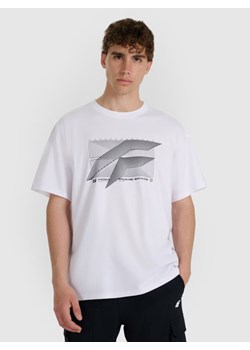Męski t-shirt z nadrukiem 4F 4FRAW25TTSHM3259 - biały ze sklepu Sportstylestory.com w kategorii T-shirty męskie - zdjęcie 186095695