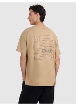 Męski t-shirt z nadrukiem 4F 4FRAW25TTSHM3220 - beżowy ze sklepu Sportstylestory.com w kategorii T-shirty męskie - zdjęcie 186095966