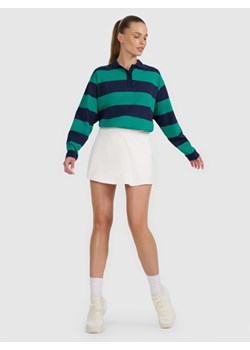 Damski longsleeve w paski 4F 4FRAW25TLONF604 - zielony ze sklepu Sportstylestory.com w kategorii Bluzki damskie - zdjęcie 186096106